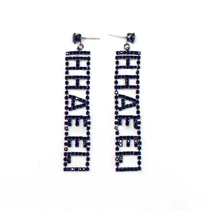 

Rhinestone Letter Dangle Earrings for Women Statement Charm Bling Crystal Drop Earrings CC Brand Jewelry Bijoux Lover Gifts