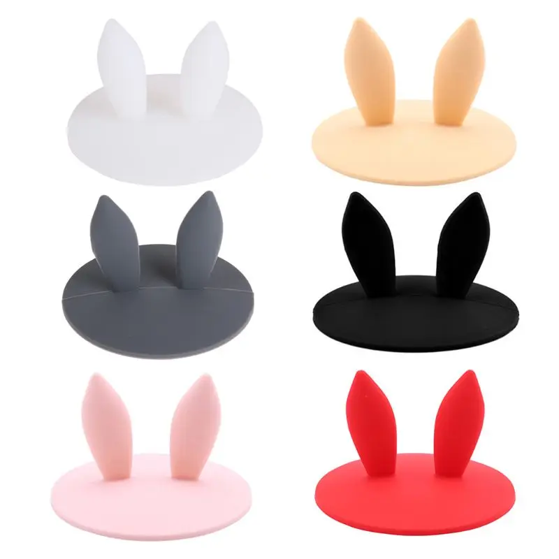 

Lovely Rabbit Ear Food Grade Silicone Lid Cap Coffee Mug Cup Cover Leakproof Resistant Heat Sealed Decor