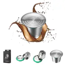 Новые металлические многоразовые капсулы из нержавеющей стали многоразовые Многоразовые для кофемашины+ 1 ложка+ 1 щетка