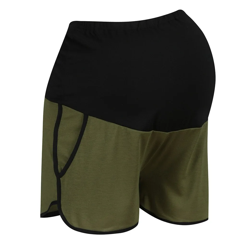 Для беременных женщин летние шорты для тренировки свободные Фитнес Брюки женские эластичные, высокая посадка Регулируемая Сращивание Короткие брюки хлопок