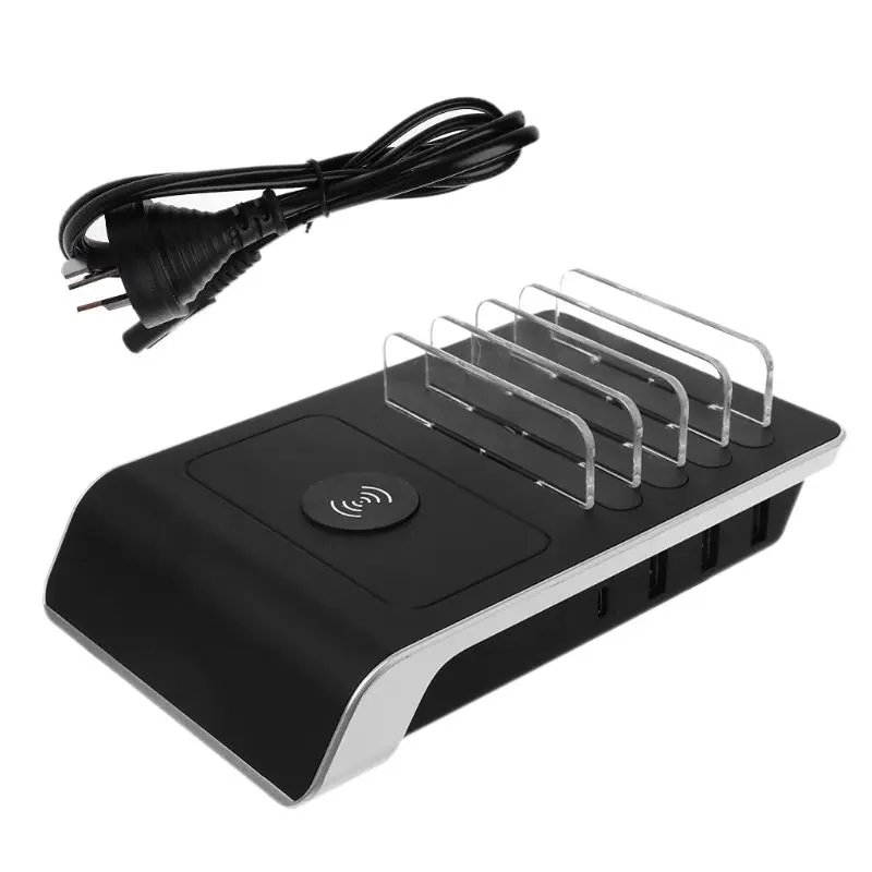 

USB Type C Mobile Phone Tablets Multiple Devices Organizer Desktop Stand Power Adapter Wireless Charger for iPhone Samsung Sony