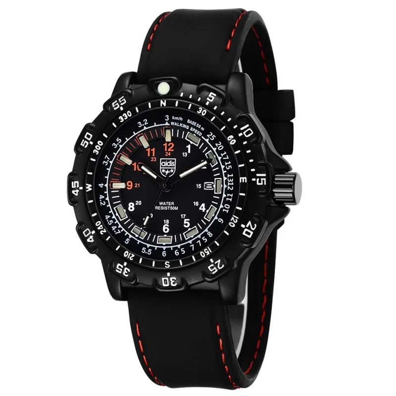 Addies мужские часы кварцевые аналоговые портативные светящиеся часы с циферблатом для отдыха 50 м водонепроницаемые уличные плавательные военные часы - Цвет: Red line