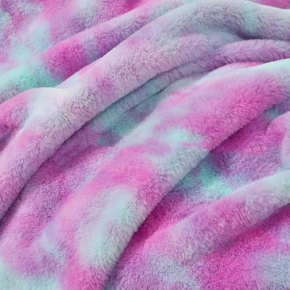 Tie dyed rabbit fur PV velvet, tie dyed South Korean velvet, imitation ...