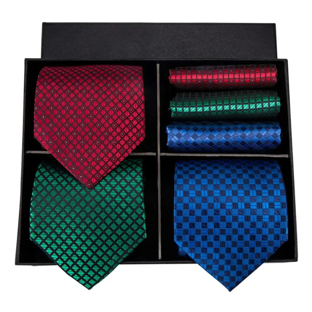 

Hi-Tie New Fahion Style Necktie For Men 100% Silk Ties Hanky Cufflinks Set Box Set Gravatas For Bussiness Party