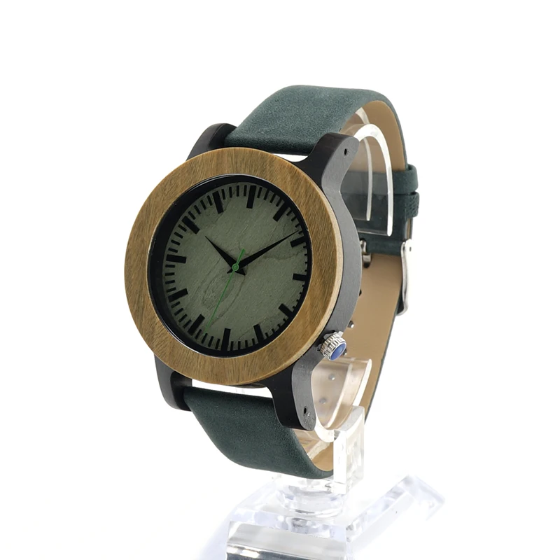 BOBO BIRD I07 Natural Green Sandalwood Bamboo Quartz Watch Analog with Quality Miyota Movement and Stainless