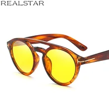 REALSTAR Tom, модные солнцезащитные очки для женщин, фирменный дизайн, Ретро стиль, солнцезащитные очки для мужчин,, желтые линзы, винтажные очки Oculos Shades S244