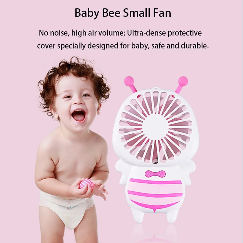 SANQ милый тихий ультра тонкий заряжаемый мини-вентилятор 7 цветов ночник портативный маленький пчелиный вентилятор Ручной USB Красочный веер