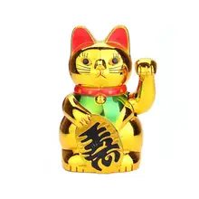 עושר מנופף יד הסיני חתול מזל חתול זהב Maneki Neko חמוד FengShui דקור ברוכים חתול קרפט אמנות חנות קישוט(China)
