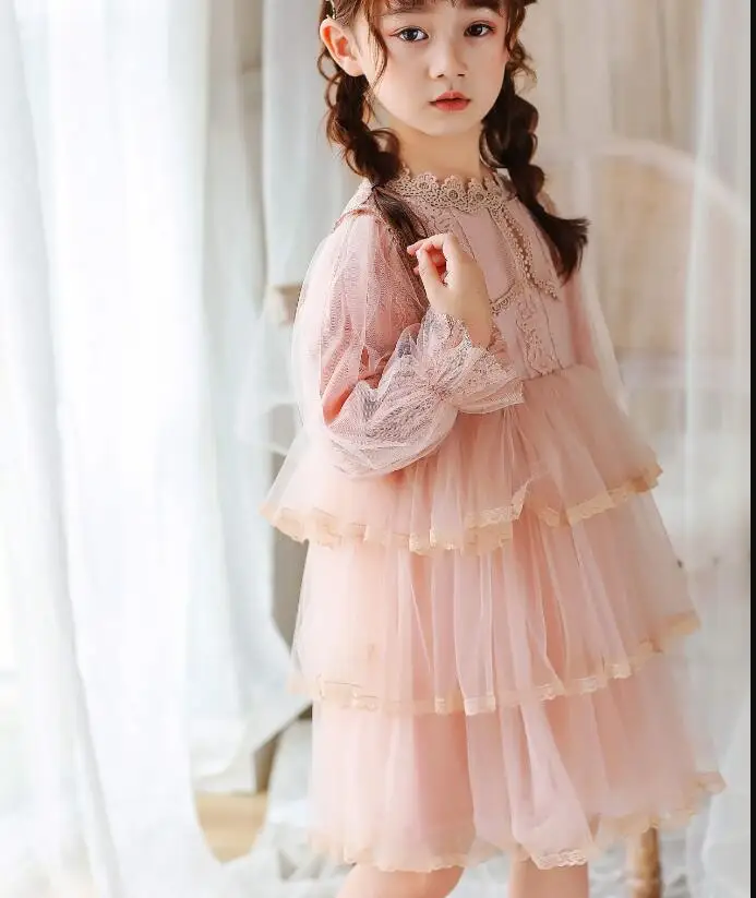 Кружевное нарядное платье для девочек г. Осенние детские платья принцессы модные высококачественные милые платья для малышей Одежда для девочек