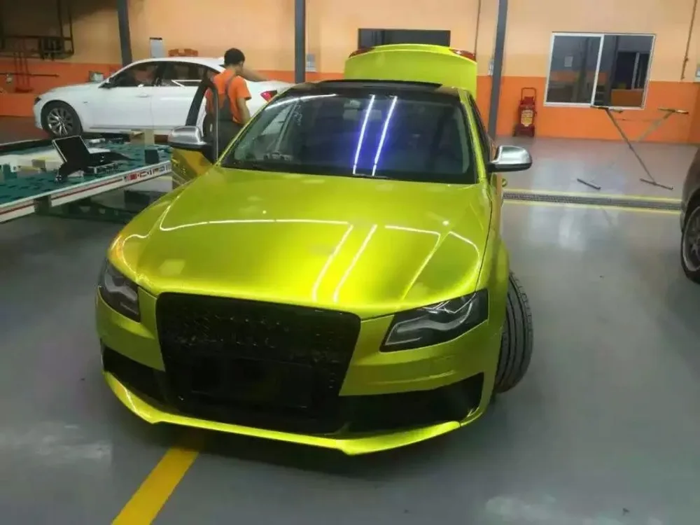 

Gloss Metallic Electric Lime Car Wrap VINYL Styling With Air Free full car Covering Graphics PROTWRAPS 1.52x20m/Roll 5x67ft