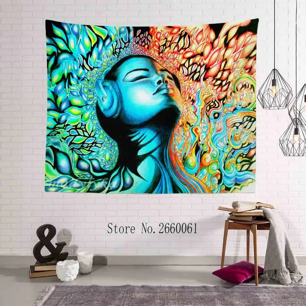 Nuevo Hd Raro Trippy Tapiz Hd Colgante De Tela Mantel Para Picnic