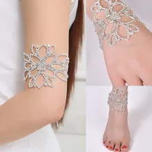 Хит, серебряные браслеты с кристаллами для женщин, Свадебные Цветочные браслеты на лодыжке, браслеты с орнаментом, регулируемый браслет, бижутерия, подарок