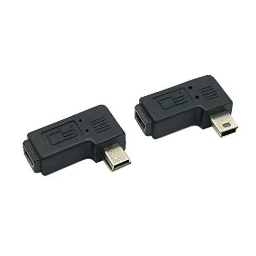 2pcs 90 Degree Left & Right Angled Mini USB 5 Pin Male to Female Extension Adapter