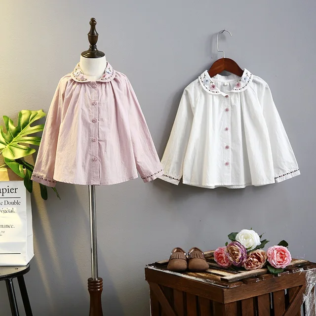 Aliexpress.com : Buy Kids Spring Blouses Sweet Floral Embroidery Shirts ...
