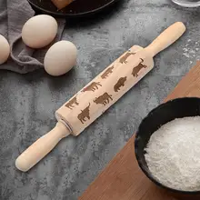 Новая классическая деревянная Скалка 35 см, легкое закручивание подшипников, тисненый олень, кухонные инструменты для приготовления выпечки, аксессуары