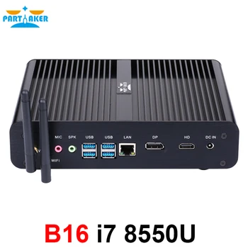 Parteaker Mini computer senza ventola i7 8550U/7560U i5 8250U/7260U 2 * DDR4 Msata + M.2 SSD Micro PC Win11 Pro Barebone HTPC Nuc VGA HDMI 1