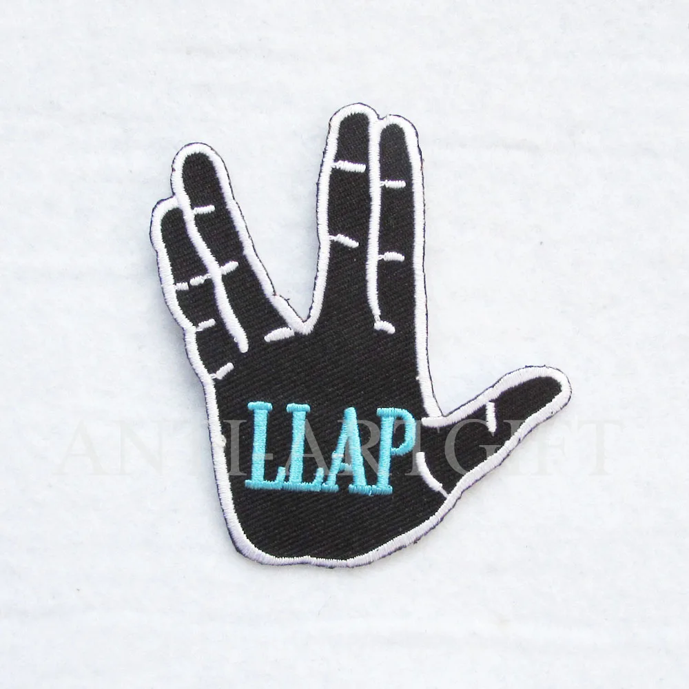 

Custom Gesture Patch Hand Embroidered Patches 3" laser cut iron-on high quality no MOQ