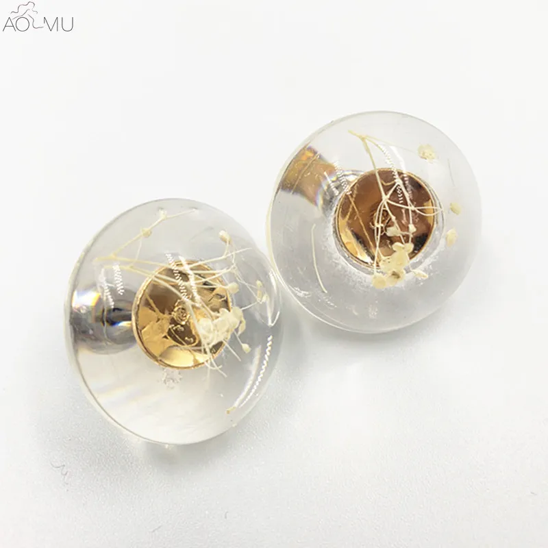 

AOMU Korean New Fashion Transparent Acrylic Flowers Earrings Geometric Round Stud Earrings for Women Girl Jewelry