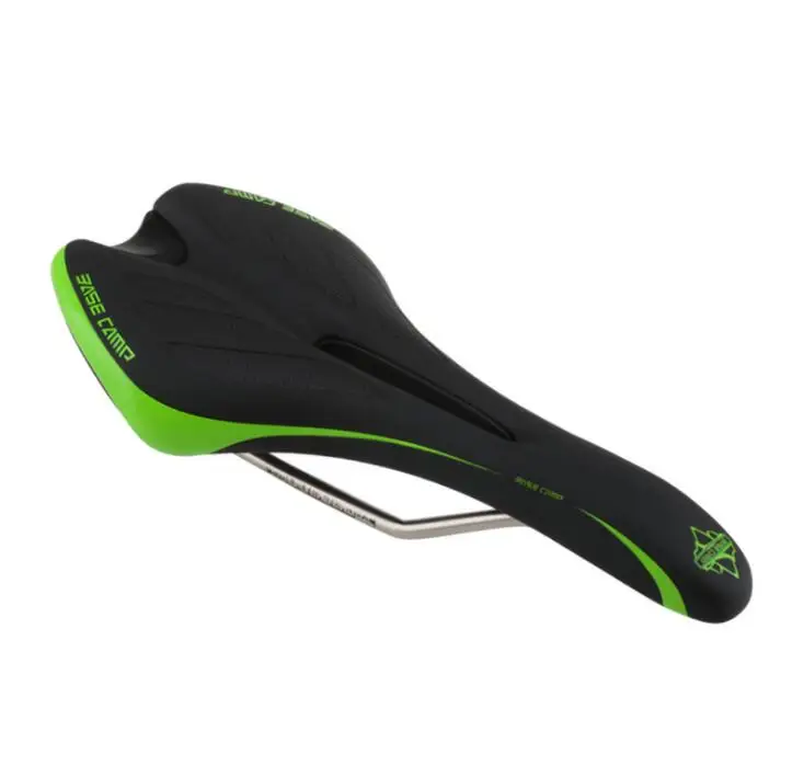 BaseCamp велосипедное седло MTB переднее сиденье коврик велосипед Велосипедное Сиденье Подушка кожа карбоновое седло сиденье для велосипедов Запчасти - Цвет: Black green
