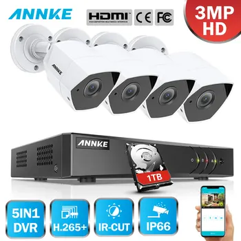 

ANNKE Full HD 3MP 4CH 5in1 H.265 DVR 4PCS 3MP Surveillance Bullet IP66 Weatherproof Camera Home Outdoor CCTV Security System Kit