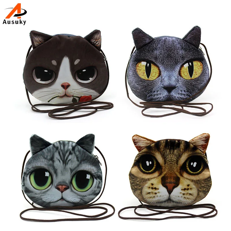 3D cute Kitty Plush Coin Purses For Childern Cat Dogs animals pattern font b kids b