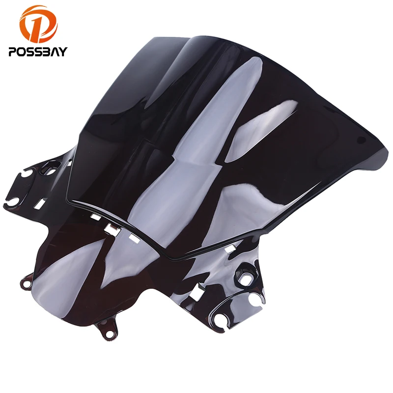 

POSSBAY Black/Grey/Clear Motorcycle Windscreen Windshield Double Bubble for Honda CBR250R 2011 2012 2013 Bike Scooter Windscreen
