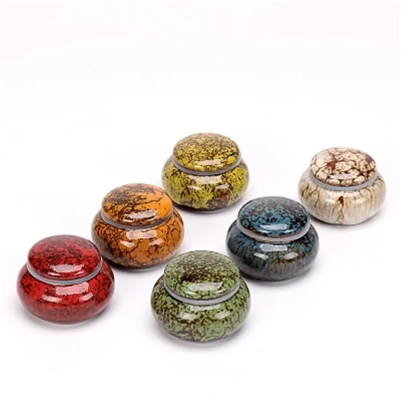 مصغرة السيراميك الشاي القهوة تخزين الجرار مع اغطية الخزف لطيف صغيرة تخزين صناديق للأغذية التوابل السكر 5X3.4 سنتيمتر 6 اختياري اللون