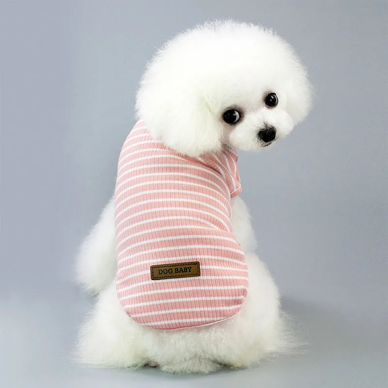 

Pet Clothing Casual Stripe Dog Cat Vest Summer t-shirt for Puppies Kitten Cat Cotton Clothes Blue Red Gray Pink Green S-2XL