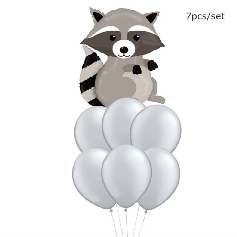Лесные воздушные шарики в виде животных енота, Лисий баллон гелия С Днем Рождения украшения для детской вечеринки - Цвет: set 8