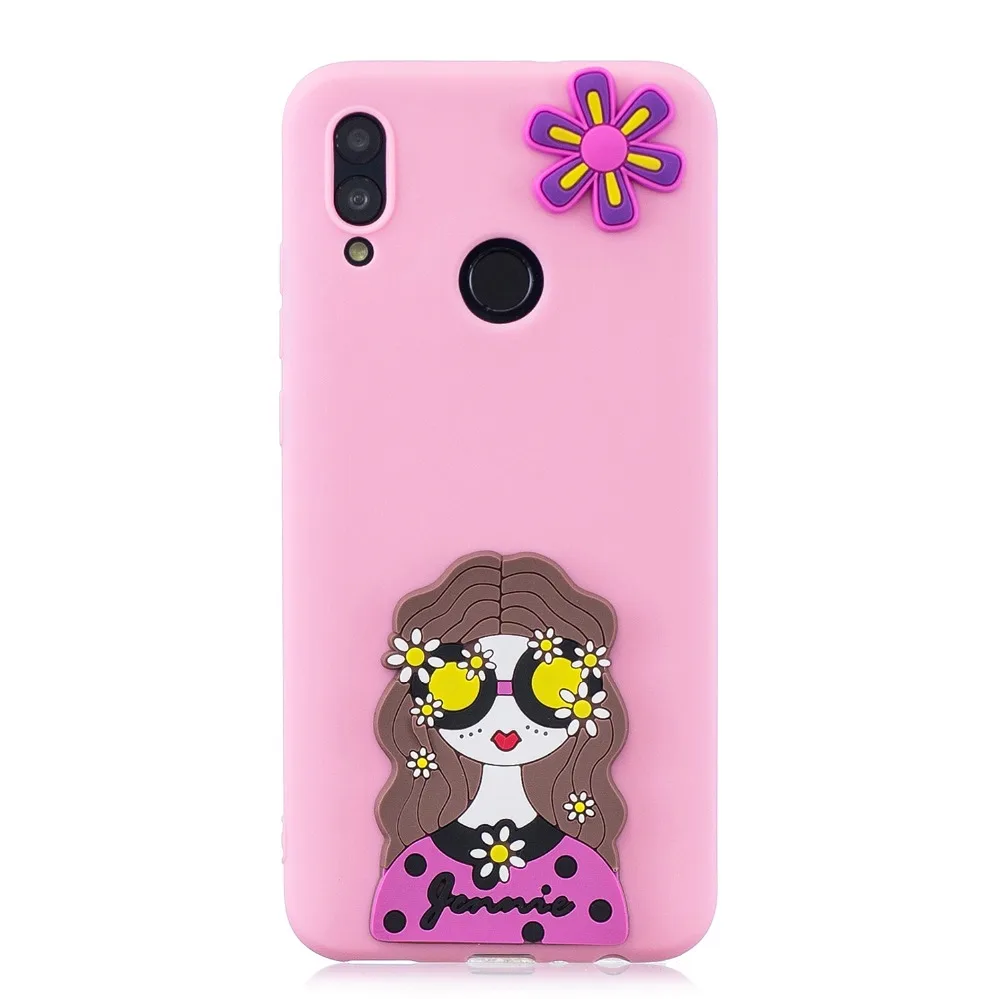 Чехол для Huawei P Smart 2019 мягкие силиконовые чехлы с объемным цветком Psmart POT LX1 LX3 6 21
