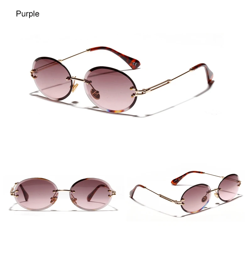 Ralferty, маленькие овальные солнцезащитные очки для женщин, без оправы, с кристаллами, облачные солнцезащитные очки для женщин, UV400, градиентные очки, аксессуары W18904