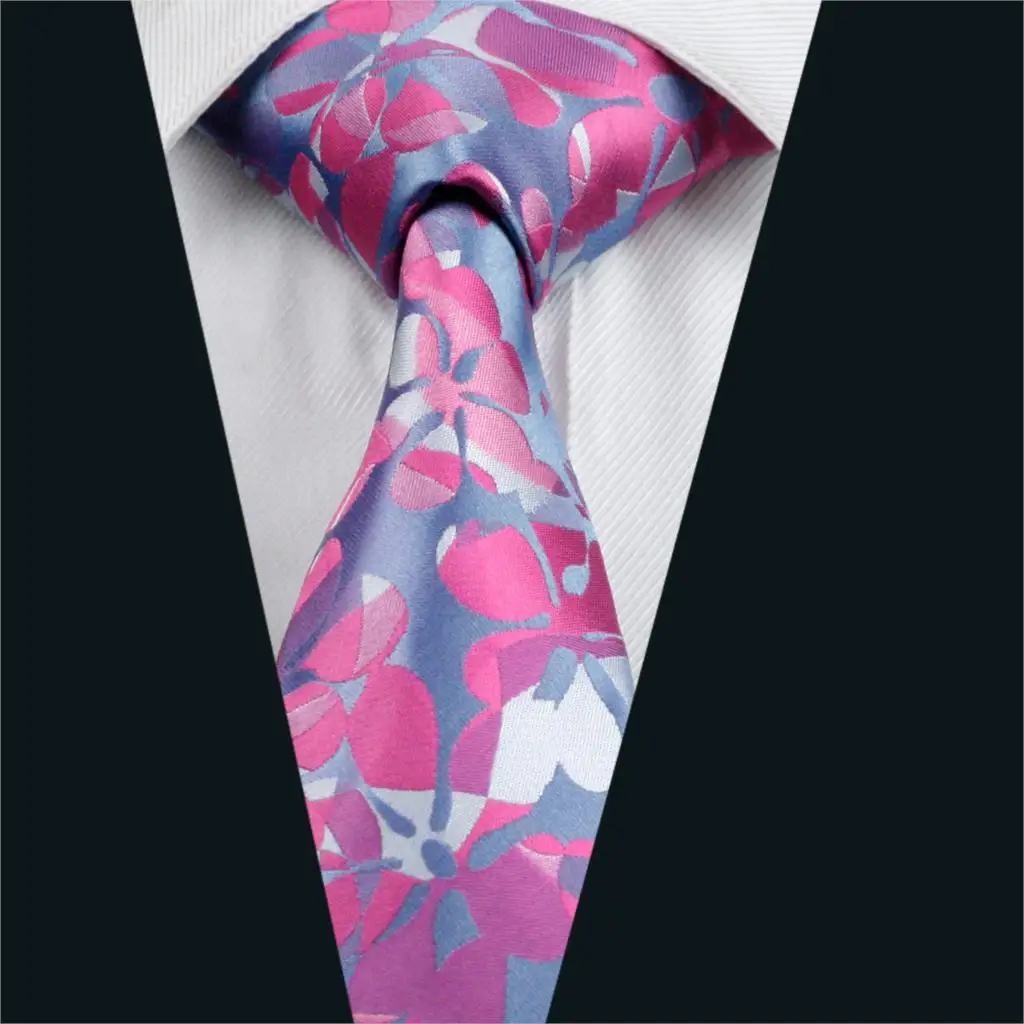 DH 1111 Mens Tie Purple Floral NeckTie Silk Jacquard Ties For Men
