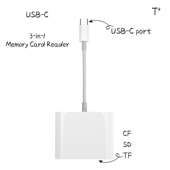 USB C 3 в 1 карта памяти Белый ридер 2,0 USB Micro SD, SD, TF, CF, SDHC C type-C для вспышки устройство считывания SF карт