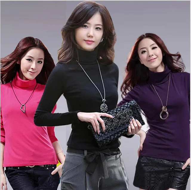 

2019 High quality Fashion Spring Autumn Winter sweater women wool turtleneck pullovers long sleeve big size women clothing 983
