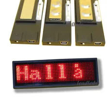 Акция 44x11 точек красный цвет Led имя значок/дисплей символ пульта, перезаряжаемая деловая визитная карточка светодиодный ярлык для сообщений