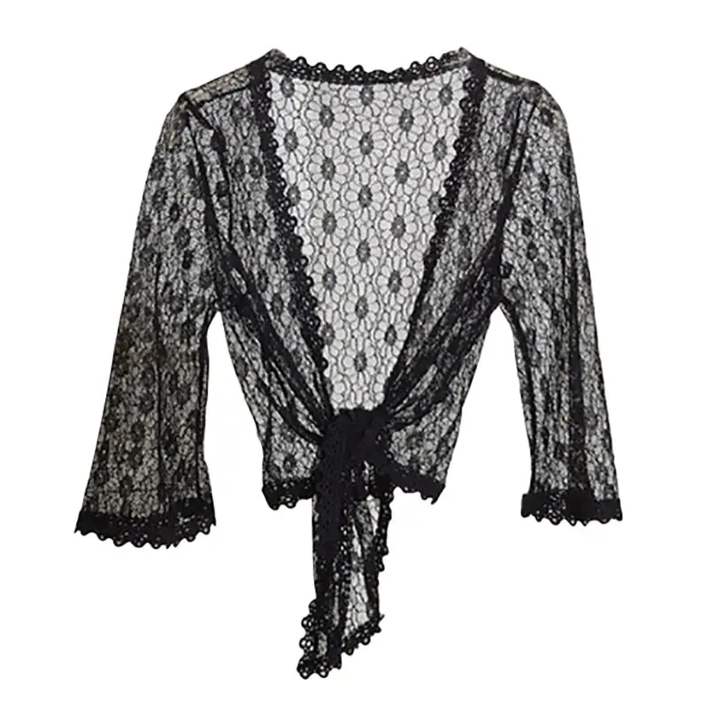 Lace Small Shawl Jacket Summer Thin Cardigan Long-sleeved Sunscreen Clothing Female Wild Small Vest
