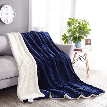

New Kid Adult Solid Thick Flannel Super Warm Soft Cashmere Blankets Double Layer Bedspreads Throw Blanket for Sofa Bed