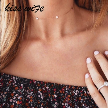 

KISSWIFE New Exquisite Pentagonal Star Chain Clavicle Chain Necklace Statement Necklace & Pendants Choker Lady Gift