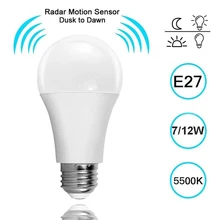 

1Pcs 7W / 12W E27 White Smart LED Light bulb Motion Sensor Detector LED Light Bulbs Lamp Auto Sensitive Lights