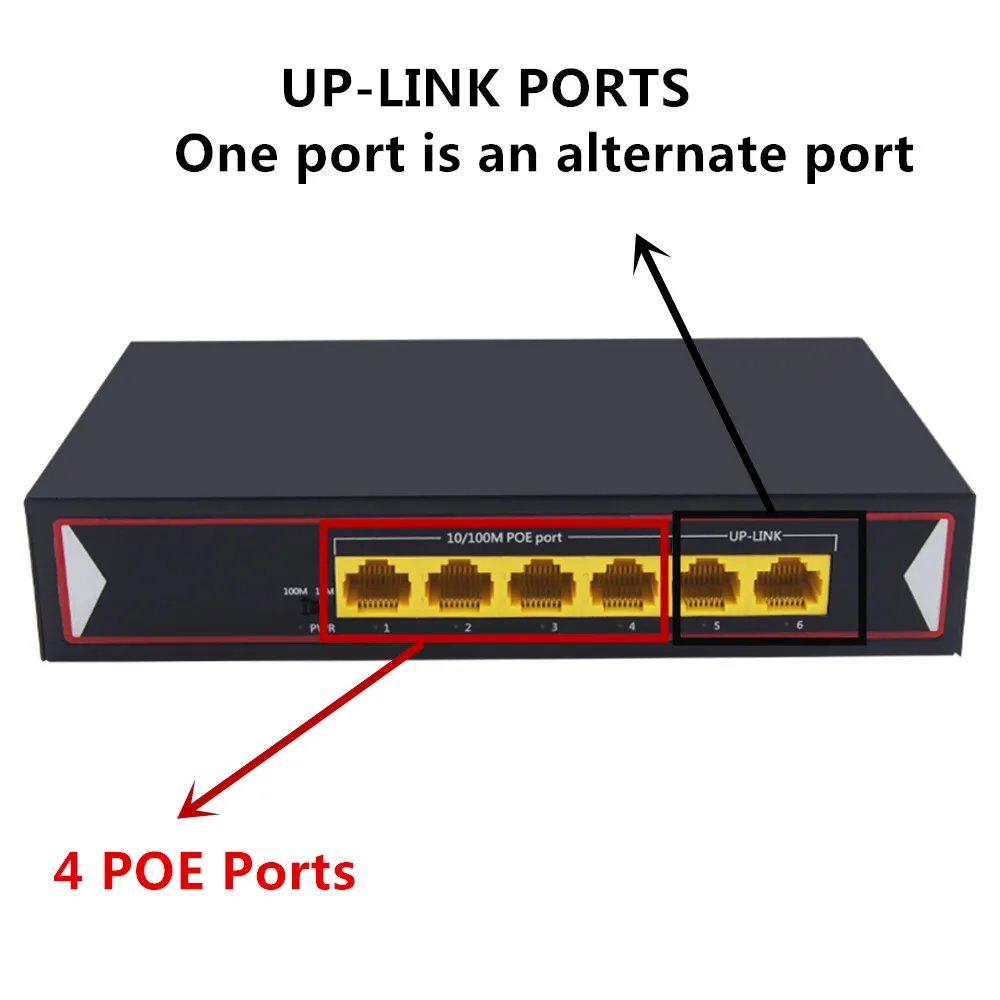 CCTV 4-Порты и разъёмы 10/100 м PoE Net Switch/концентратор Мощность Over Ethernet PoE оптический трансмиссия для IP Камера Системы сетевые коммутаторы