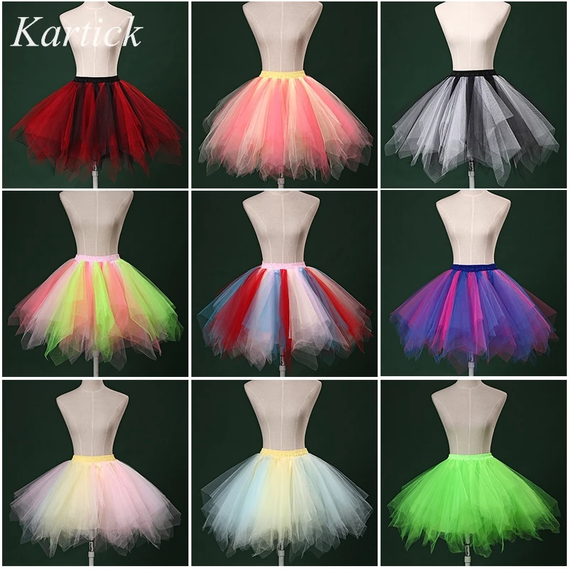 

Brand New Multi Color Petticoats Short Tulle Wedding Bridal Crinoline Lady Girls Underskirt for Party Dance Petticoat Skirt Tutu