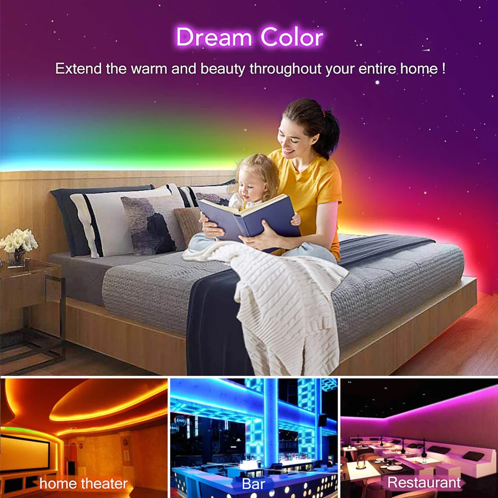 Dream color 2811 светодиодные полосы света с чеканкой эффект, APP контролируемый веревка свет комплект с блоком питания и SP108E WiFi контроллер