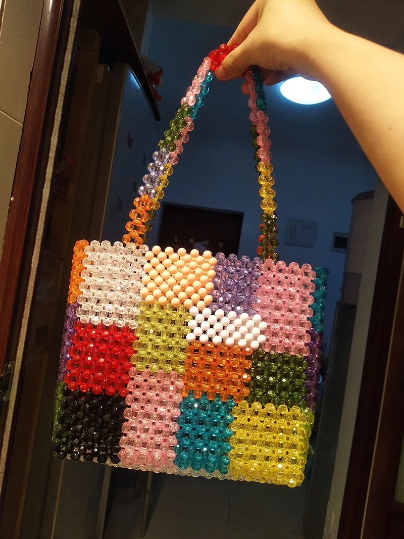 Hand-made beaded bag Handbags Women Summer Beaded Beads Bag Handmade Beach Handbag New Fashion