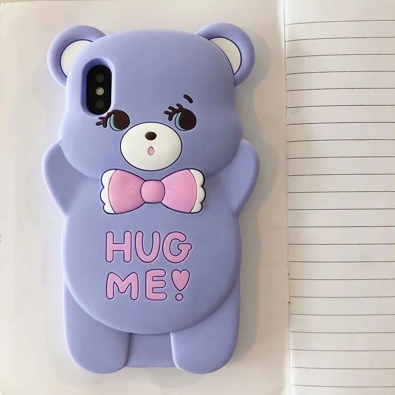 Мягкий силиконовый чехол с объемным рисунком Hug Me Bear для iPhone 5 6 6s 7 8 Plus X Xs Max чехлы