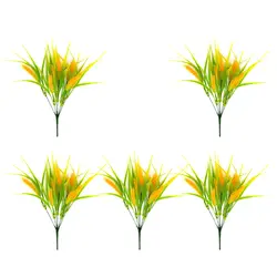 Имитация зеленого растения 5 шт. желтый пшеницы цветок для вечерние Декор партии искусственная трава искусственные растения желтый