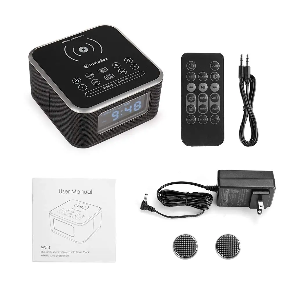 FM радио InstaBox W33 с Bluetooth динамиком будильником mp3 плеером поддержкой беспроводного