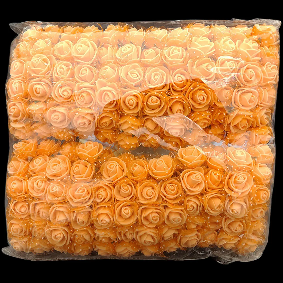 144 шт 2,5 см ПЭ Пена Розы Искусственные цветы для дома Свадебные украшения DIY ВЕНОК Подарочная коробка Скрапбукинг рукоделие поддельные цветы - Цвет: Orange With Organza