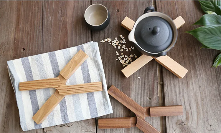 Japan Style Solid Wood Non-scalding Dish Pan Thermal Insulation Cup Coaster Pot Pad Kitchenware Creative Friendly Placemat