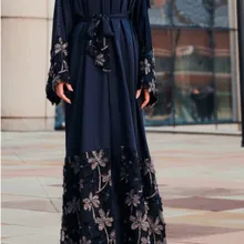 Модное женское платье с объемным цветком Абая, кардиган с кружевом, Дубай, Турция, Исламская одежда Moslim Jurken