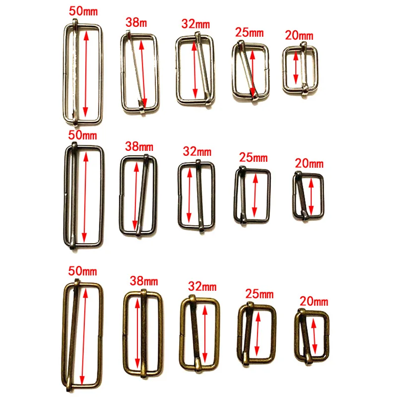 

100pcs/lot 5/8"/1"/1-3/16"/1-1/2"/2" Silver Metal Slides Tri-glides Wire-formed Roller Pin Buckles Strap Slider Adjuster
